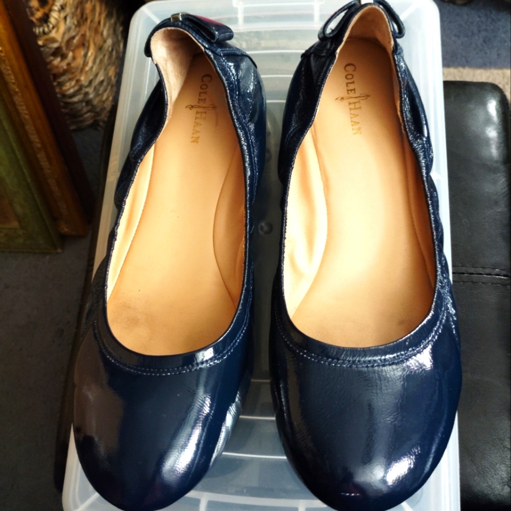 Cole Haan Manhattan Bow Ballet flat shoes - Patent Leather - Navy Blue